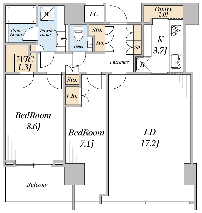 THE ROPPONGI TOKYO3604号室の間取図